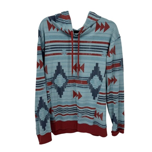 Cruel Pullover Sweatshirt Womens XXL Blue Orange Western Aztec Print Cotton Blen - Picture 1 of 9